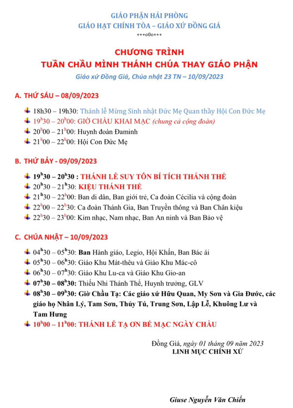 CHẦU MÌNH THÁNH CHÚA THAY GIÁO PHẬN